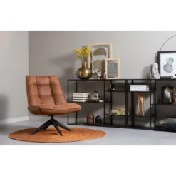 WOOOD Jouke Draaifauteuil - Kunstleer - Cognac - 97x70x85 -Puur Woood Winkel 1697548865 0102