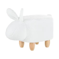 Beliani Dierenhocker BUNNY - Wit Polyester, Katoen
