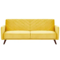 Beliani Driezitsbank - SENJA Geel Fluweel
