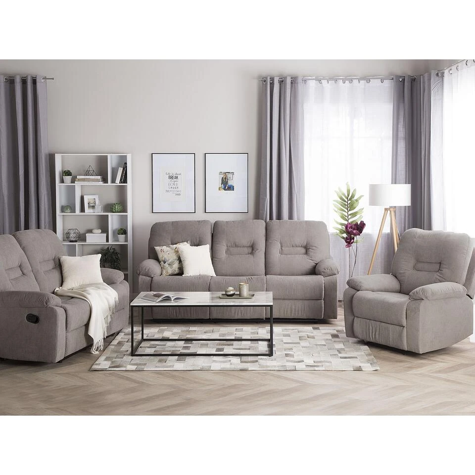 Beliani Fauteuil BERGEN - Beige Polyester 4 Beliani Fauteuil BERGEN - Beige Polyester - Afbeelding 4