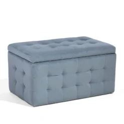 Beliani Ottomaan MICHIGAN - Grijs Fluweel