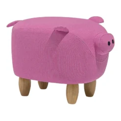 Beliani Dierenhocker PIGGY - Roze Polyester