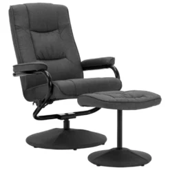 VidaXL Fauteuil Verstelbaar Met Voetenbankje Stof Donkergrijs