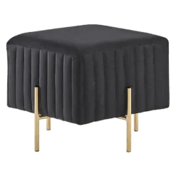 Beliani Hocker DAYTON - Zwart Fluweel