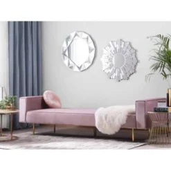 Beliani Driezitsbank - VISNES Roze Fluweel -Puur Woood Winkel 190eb4e6ed0540f7a52520b21d1e4da2