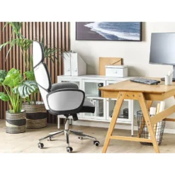 Beliani Bureaustoel SPLENDID - Grijs Polyester -Puur Woood Winkel 1959a9243688448392a65567d65cd40f