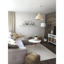 Beliani Poef KIRAMA - Beige Katoen, Jute -Puur Woood Winkel 1964178244 0103