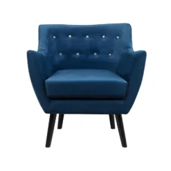Beliani Fauteuil DRAMMEN - Blauw Fluweel -Puur Woood Winkel 2073ec31607b4fc1bfcff42f2bde1aa1