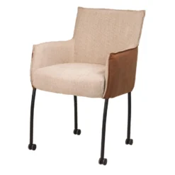 Giga Meubel Eetkamerstoel Met Wielen - Camel/Naturel - Stoel Mady -Puur Woood Winkel 25da9ce41a4044239172bd06ab7c43db