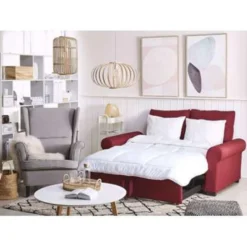 Beliani Slaapbank - SILDA Rood Polyester -Puur Woood Winkel 2bd7aa9ff656461bb2c7793dc4f30a47