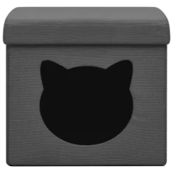 VidaXL Opbergkruk Met Kattenpatroon Inklapbaar Stof Donkergrijs -Puur Woood Winkel 2fc07004b9b94883aa330d03800b9599