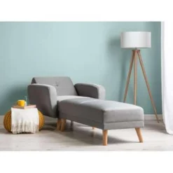 Beliani Ottomaan FLORLI - Grijs Polyester -Puur Woood Winkel 323f594cc015433291bee6fb3188f501