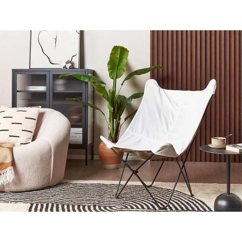 Beliani Fauteuil NYBRO - Wit Fluweel 2 Beliani Fauteuil NYBRO - Wit Fluweel - Afbeelding 2