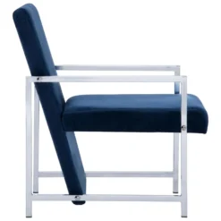 VidaXL Fauteuil Met Chromen Poten Fluweel Blauw -Puur Woood Winkel 34251224cabe44e68fdb51b27cb7d265