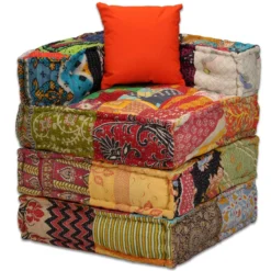 VidaXL Poef Vierzits Modulair Stof Patchwork -Puur Woood Winkel 35248455e8d24bb28bd2a1fbc517cba0