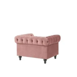 Beliani Fauteuil CHESTERFIELD - Roze Fluweel -Puur Woood Winkel 35c6cb1dcf8940e8b2cebffda5f80d4e