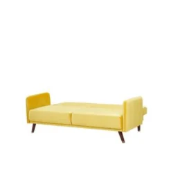 Beliani Driezitsbank - SENJA Geel Fluweel -Puur Woood Winkel 367603e5d2bb49f0855cbd2db963d2d4