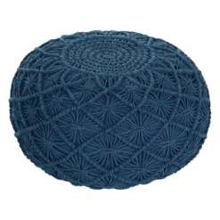 Beliani Poef BERKANE - Blauw Katoen 7 Beliani Poef BERKANE - Blauw Katoen -Puur Woood Winkel 37863a8b64bb42c997432f0888510e72