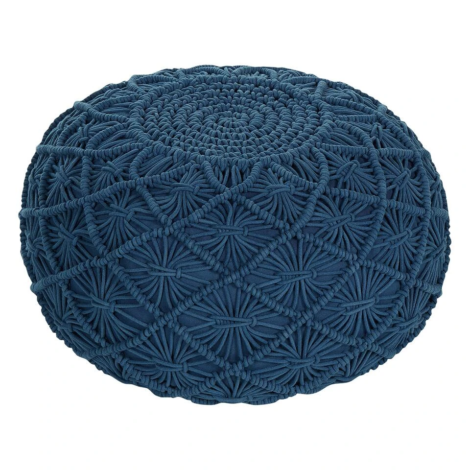 Beliani Poef BERKANE - Blauw Katoen 4 Beliani Poef BERKANE - Blauw Katoen - Afbeelding 4