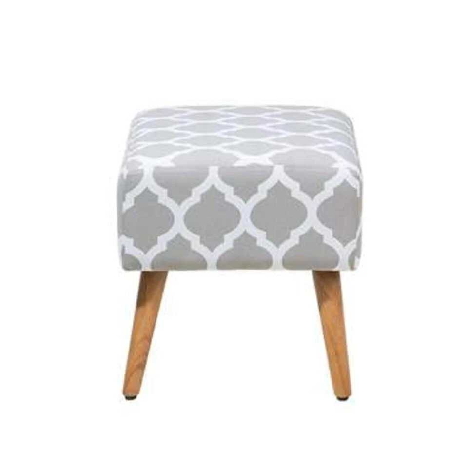 Beliani Hocker MANTEO - Grijs Katoen 2 Beliani Hocker MANTEO - Grijs Katoen - Afbeelding 2