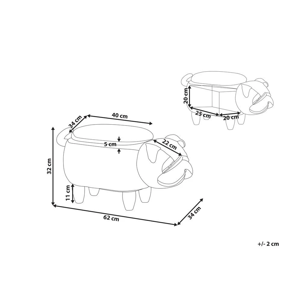 Beliani Dierenhocker PUG - Grijs Fluweel 3 Beliani Dierenhocker PUG - Grijs Fluweel - Afbeelding 3