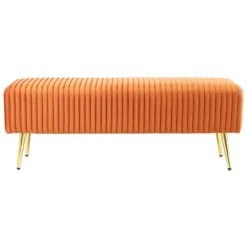 Beliani Hocker PATERSON - Oranje Fluweel -Puur Woood Winkel 41536f3064484d4ba55a6f0a6e449b8a