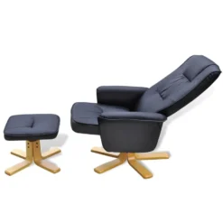 VidaXL Fauteuil Met Voetenbankje Kunstleer Zwart -Puur Woood Winkel 421f886b2045471fabc4b46a115ef9ee