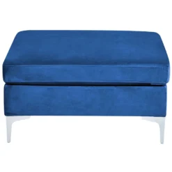 Beliani Ottomaan EVJA - Blauw Fluweel -Puur Woood Winkel 42810c63ad9748138711dea1bd94f81d
