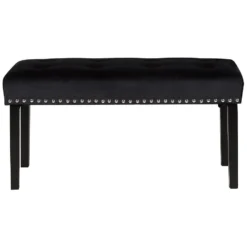 Beliani Hocker YORKTON - Zwart Fluweel -Puur Woood Winkel 464b9f7ab7444f229ccf24fb1888b6d4