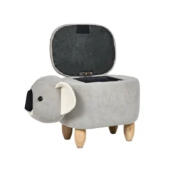 Beliani Dierenhocker COALA - Grijs Fluweel -Puur Woood Winkel 4695b7a3cdc44e248cb6c26b5c2fd422