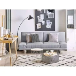 Beliani Slaapbank - YORK Grijs Polyester -Puur Woood Winkel 4779913c560e4b51a3c1fb54fe929f5f