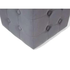 Beliani Poef WISCONSIN - Grijs Fluweel -Puur Woood Winkel 49fedf334d66437389a66427b9d26e39