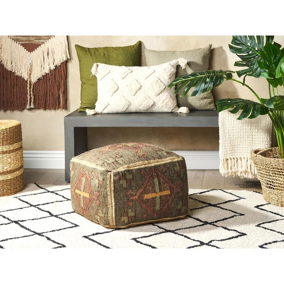 Beliani Poef KATORA - Groen Jute 2 Beliani Poef KATORA - Groen Jute - Afbeelding 2