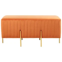 Beliani Hocker DAYTON - Oranje Fluweel -Puur Woood Winkel 4e0f571e557047d491ae0f58b863d9a8