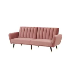 Beliani Slaapbank - VIMMERBY Roze Fluweel -Puur Woood Winkel 51ef9096a9a641528392fefce258a8bf