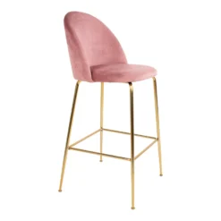Giga Meubel Barstoel Velvet Roze Brass - Zithoogte 77cm -Puur Woood Winkel 5325daf17eef4317ae7fdf35fa47401d