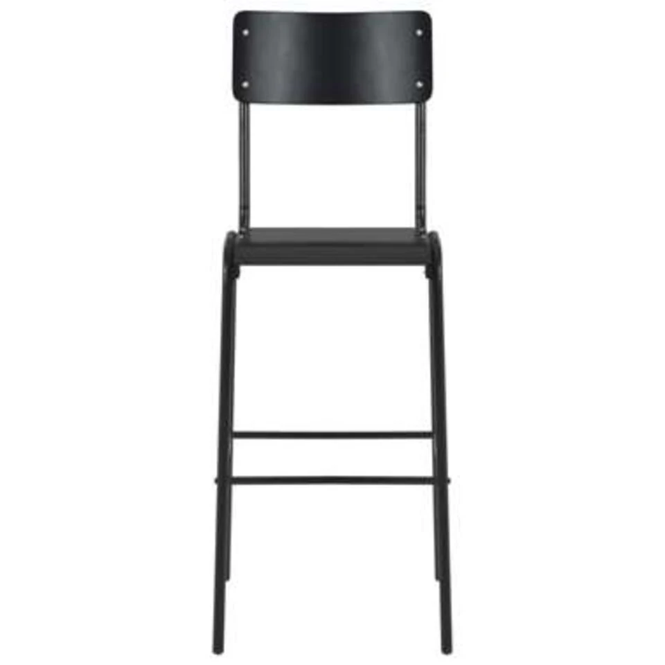 VidaXL Barstoelen 2 St Massief Multiplex Staal Zwart 2 VidaXL Barstoelen 2 St Massief Multiplex Staal Zwart - Afbeelding 2
