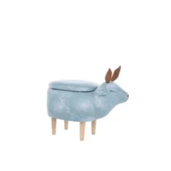 Beliani Hocker REINDEER - Blauw Polyester -Puur Woood Winkel 54747a5f6ec64d6cbacf58e0f52159f7