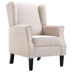 VidaXL Fauteuil Stof Beige -Puur Woood Winkel 54ded97311214a088b7c192d67d54dce