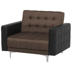 Beliani Fauteuil ABERDEEN - Bruin Polyester -Puur Woood Winkel 586efc786e5d4b358fd244443e280bce