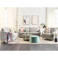 Beliani Fauteuil TROSA - Grijs Polyester -Puur Woood Winkel 58c879cc1e2e4bee8a3ae2c3f7c5b476