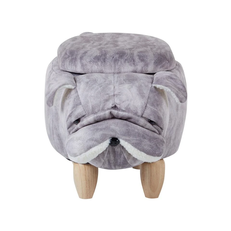 Beliani Dierenhocker PUG - Grijs Fluweel 4 Beliani Dierenhocker PUG - Grijs Fluweel - Afbeelding 4