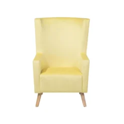 Beliani Oorfauteuil ONEIDA - Geel Fluweel -Puur Woood Winkel 5faf28e1f52543099af8192ceb7ab77a