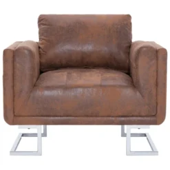 VidaXL Fauteuil Kubus Kunstsuède Bruin -Puur Woood Winkel 5fc4306bde3a4f07b924742fc8335140