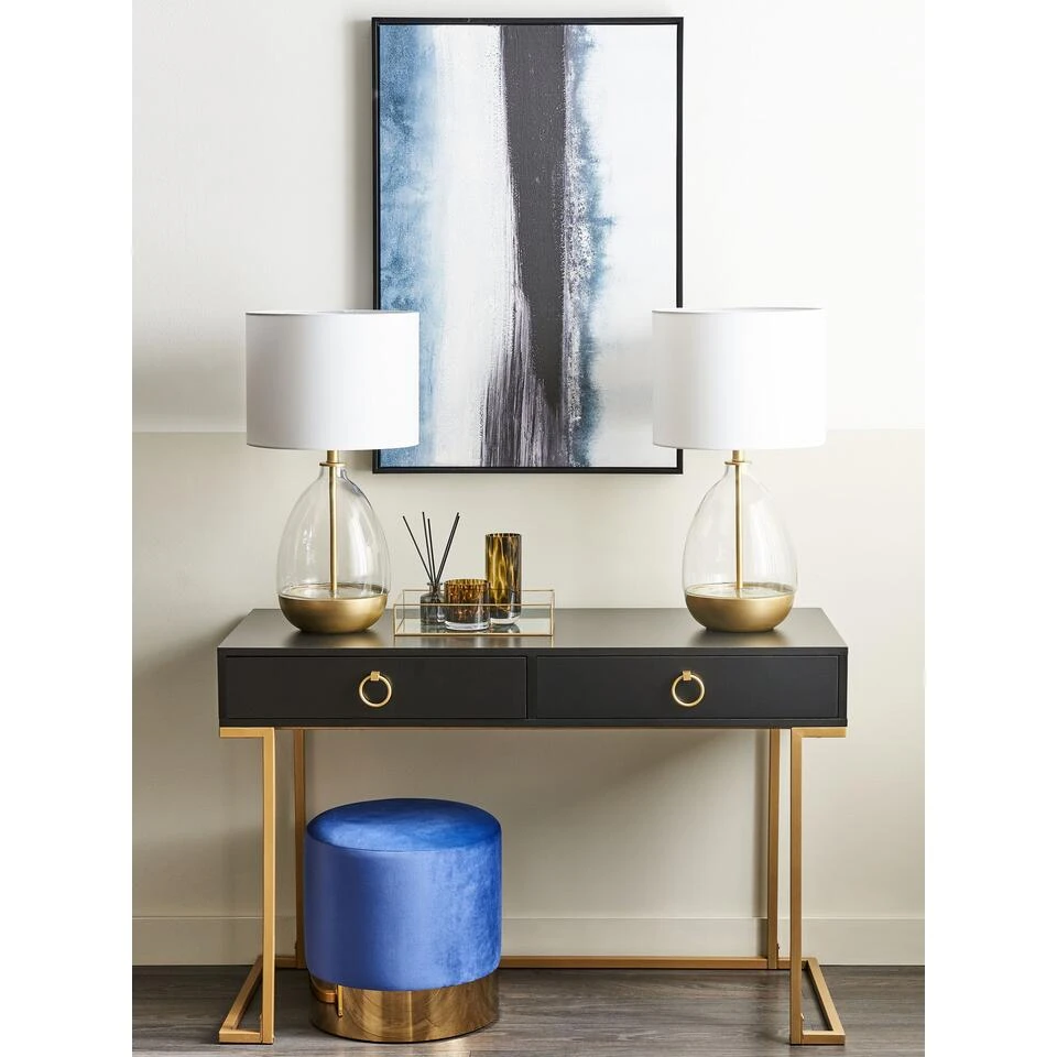 Beliani Poef SOPHIA - Blauw Fluweel 4 Beliani Poef SOPHIA - Blauw Fluweel - Afbeelding 4