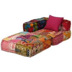 VidaXL Poef Vierzits Modulair Stof Patchwork -Puur Woood Winkel 61a53893b344438ca7de559afd351f56