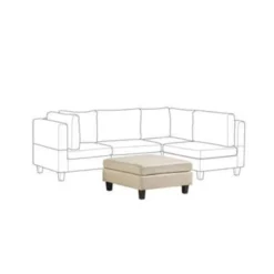 Beliani Ottomaan FEVIK - Beige Polyester -Puur Woood Winkel 654ac8cdc5e34fb3b3f4f1e1fec14571