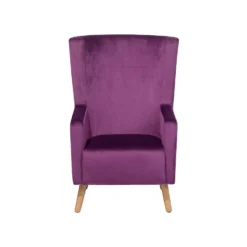 Beliani Oorfauteuil ONEIDA - Paars Fluweel -Puur Woood Winkel 67e9f3c870d74efb86967d1d7b0bed8c
