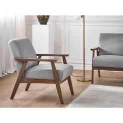 Beliani Fauteuil ASNES - Grijs Polyester -Puur Woood Winkel 6c1d90ec24554e3bb9660ab31c6a3b0c