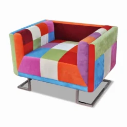 VidaXL Fauteuil Met Patchwork Ontwerp En Verchroomde Poten Kubus Stof -Puur Woood Winkel 7135fe78caa84f81bf798f7e9af8c5d6